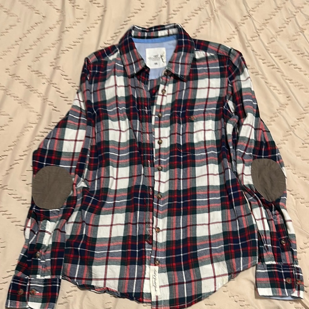 H&M womens Casual Plaid Shirt - Red, Blue, and White